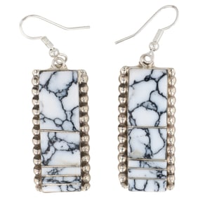 Avery Norton Navajo Sterling White Buffalo Dangle Earrings