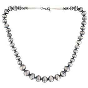 Treva Jim Navajo Sterling Bead Necklace