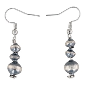 A Pair of Treva Jim Navajo Sterling Silver Beaded Earrings