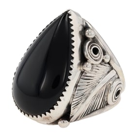 Darrel Morgan Navajo Sterling Onyx Ring