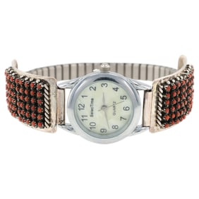 April Haloo Zuni Sterling Snake Eye Coral Watch Nibs