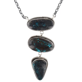 Donovan Nez Navajo Sterling Blue Moon Lariat Necklace