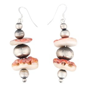 Coriz Kewa Sterling Spiny Oyster Dangle Earrings