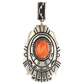 Navajo T.R. Singer Sterling Silver Spiny Oyster Pendant