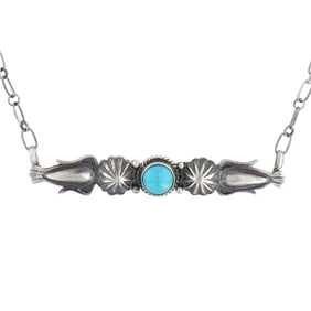 Marita Benally Navajo Sterling Silver Kingman Turquoise Necklace