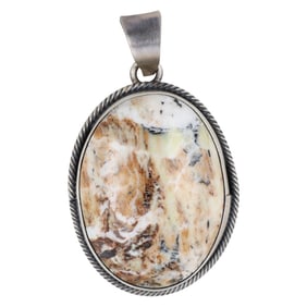 Scott Skeets Navajo White Buffalo Silver Pendant