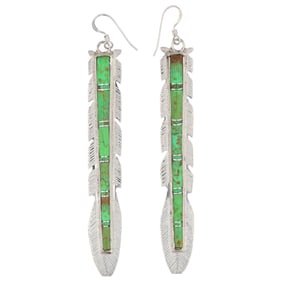 Zuni Terrence Panteah & Tammy Johnson Silver Feather Earrings