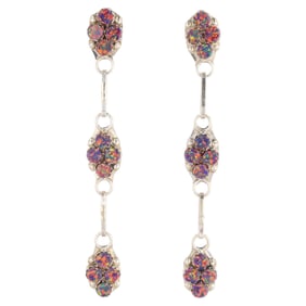 Swain Charley Zuni Sterling Opal Dangle Earrings