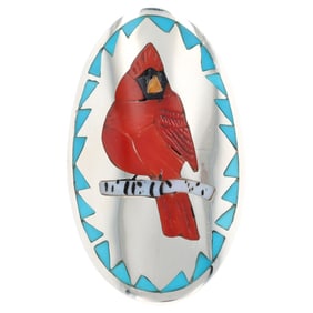 Quinton Quam SR Zuni Sterling Cardinal Inlay Ring