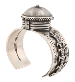 Julian Chavez Navajo Sterling Hogan Maize Cuff Bracelet
