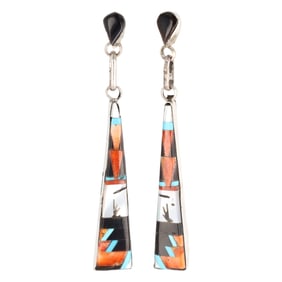 Jason Bobelu Zuni Sterling Multi-Stone Inlay Earrings