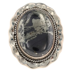 Running Bear Sterling Pyrite-Magnetite Stone Ring