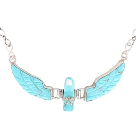 Ben Livingston Navajo Sterling Turquoise Eagle Necklace