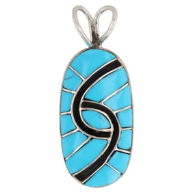 Amy Locasoino Zuni Sterling Turquoise Pendant