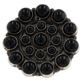 Devin Brown Navajo Sterling Black Onyx Adjustable Ring