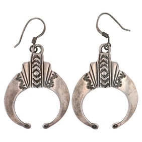 Vintage Navajo Sterling Naja Dangle Earrings