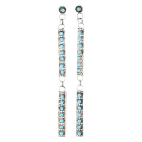 Marlon Quam Zuni Silver and Turquoise Dangle Earrings
