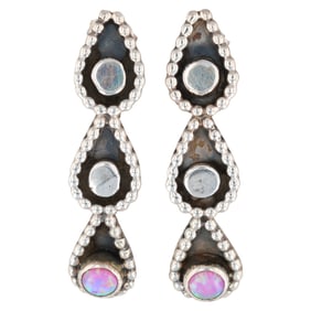 Mathew Nez Navajo Sterling Opal Earrings