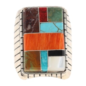 Ray Jack Navajo Sterling Multi-Stone Inlay Ring
