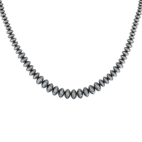 Navajo Sterling Graduated Designer Beaded Necklace