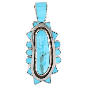 Merle House Navajo Sterling Kingman Inlay Pendant