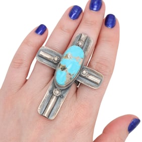 Sandra Nez Navajo Sterling Kingman Turquoise Ring