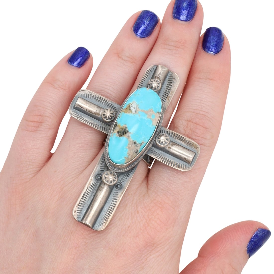 Sandra Nez Navajo Sterling Kingman Turquoise Ring (1 of 8)