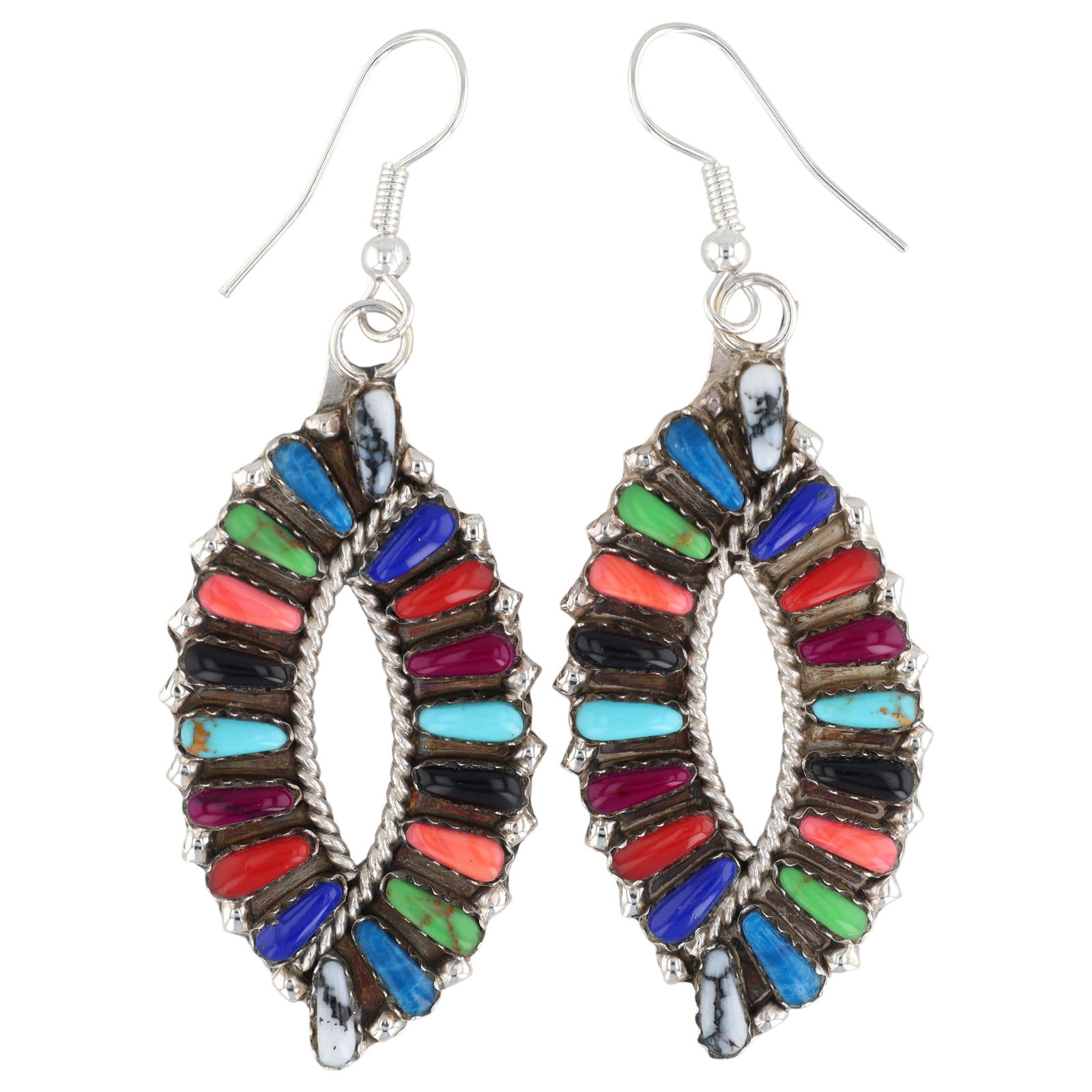 Tamara Benally Navajo Sterling Multi-Stone Earrings (1 of 5)