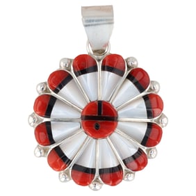 W&C Niha Zuni Sterling Multi-Stone Sunface Pendant/Pin