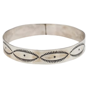 Navajo Jerry Sandoval Sterling Bangle Cuff Bracelet