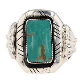 David Lopez Navajo Sterling Turquoise Ring