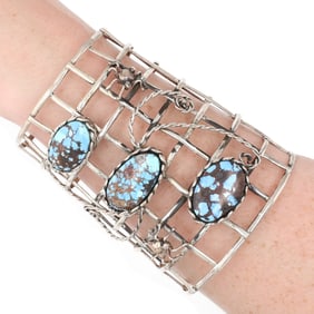 Signed Navajo Golden Hills Silver Cuff Bracelet