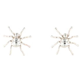 A Pair of Navajo Handmade Sterling Silver Spider Stud Earrings