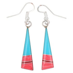 Mary Yazzie Navajo Sterling Multi-Stone Dangle Earrings