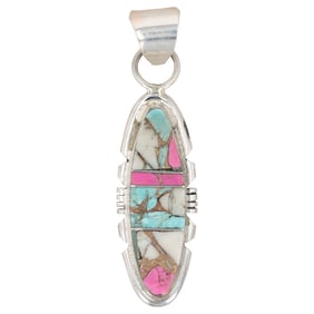 Brandon Etcitty Navajo Sterling Cotton Candy Inlay Pendant