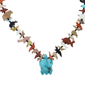 Running Bear Shop Zuni Carved Stone Animal Fetish Necklace