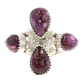 Signed M Navajo Purple Spiny Oyster Ring