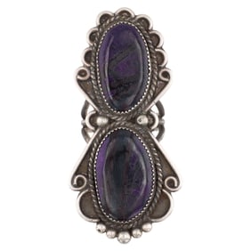 Lee Brown Navajo Sterling Sugilite Ring