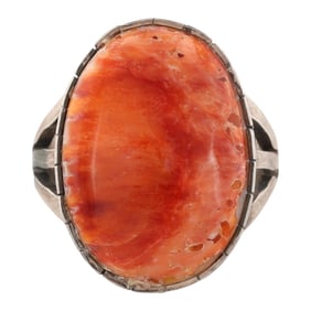 Merle House Navajo Sterling Silver Spiny Oyster Ring Size 11