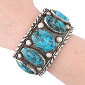 Donovan Nez Navajo Sterling Kingman Turquoise Cuff Bracelet
