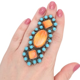 Delvin Brown Navajo Sterling Multi-Stone Ring
