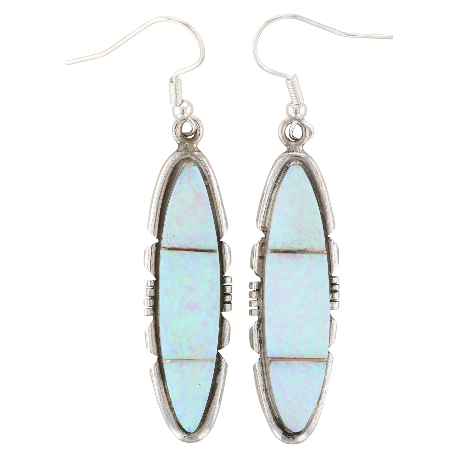 Brandon Etcitty Navajo Sterling Opal Inlay Earrings (1 of 5)