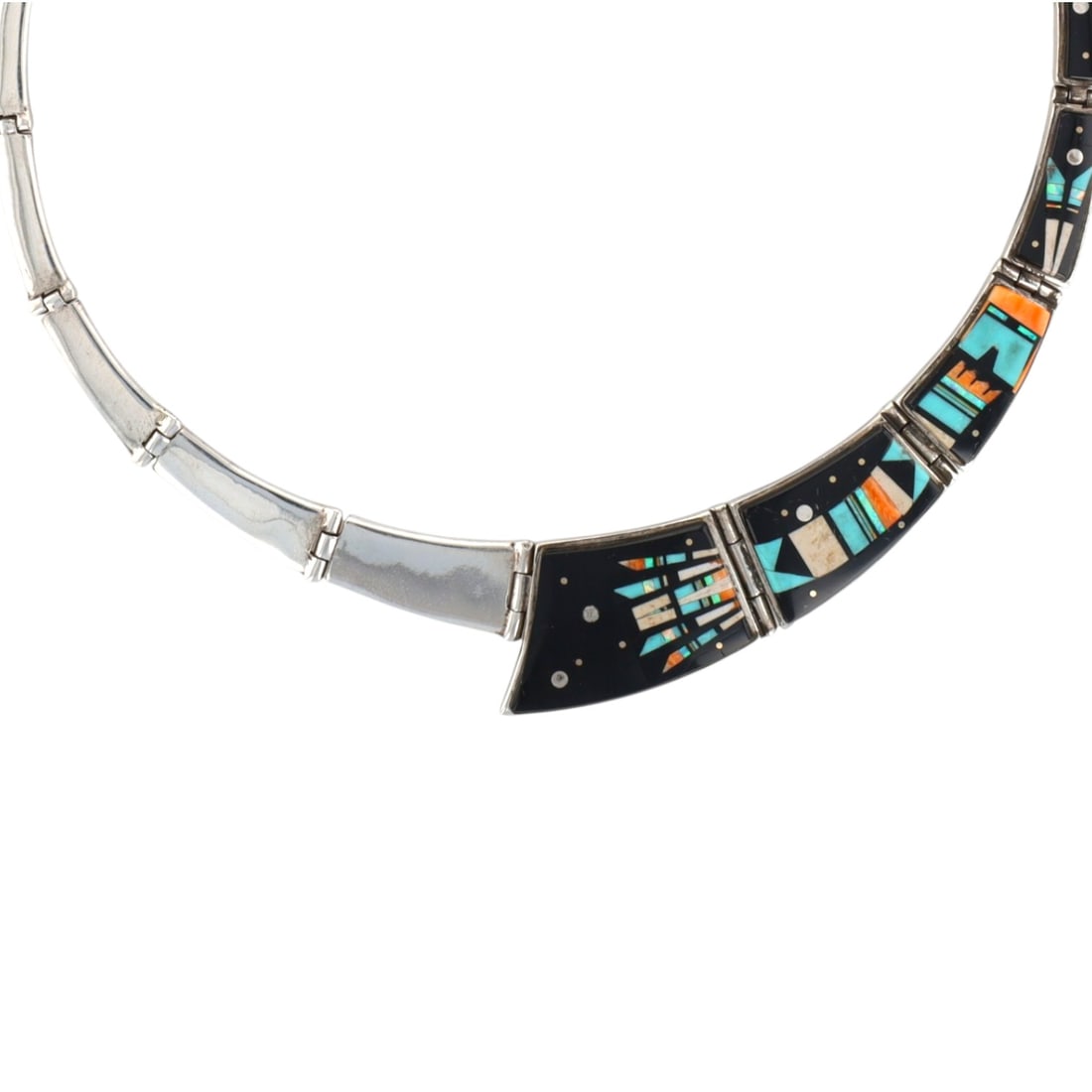 Alfred Tsosie Navajo Sterling Multi-Stone Inlay Necklace (1 of 7)