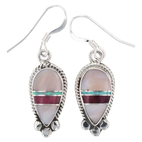 James Manygoats Navajo Sterling Inlay Earrings
