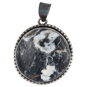Scott Skeets Navajo White Buffalo Sterling Pendant