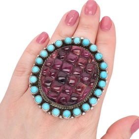 Nelson Spencer Navajo Sterling Multi-Stone Statement Ring