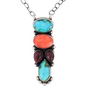 Scott Skeets Navajo Sterling Multi-Stone Necklace