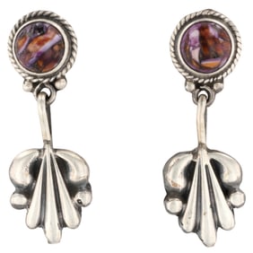 Sharon McCarthy Navajo Sterling Purple Spiny Earrings