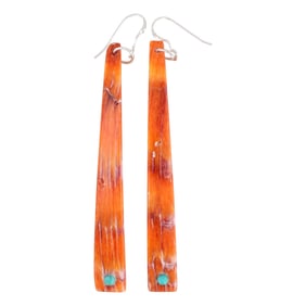 Zuni Jesus Espino Spiny Oyster Turquoise Earrings