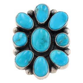 Paul Livingston Navajo Sterling Kingman Turquoise Ring